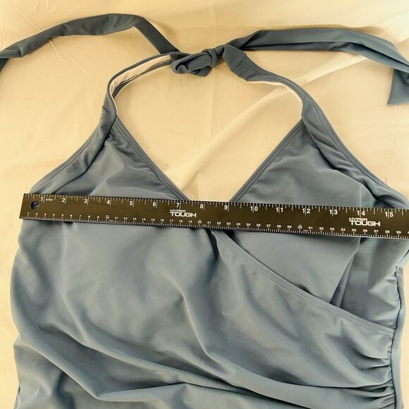 NEW Aimage Bathing Suit Women's One Piece V-Neck Dusty Blue Size XL NWT Lined - Picture 2 of 10